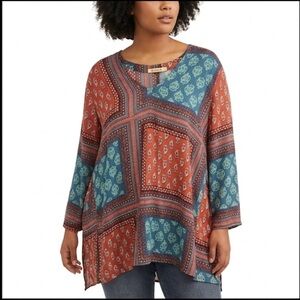 Liberty Love Patchwork Print Hi-Low Tunic boho size 2XL